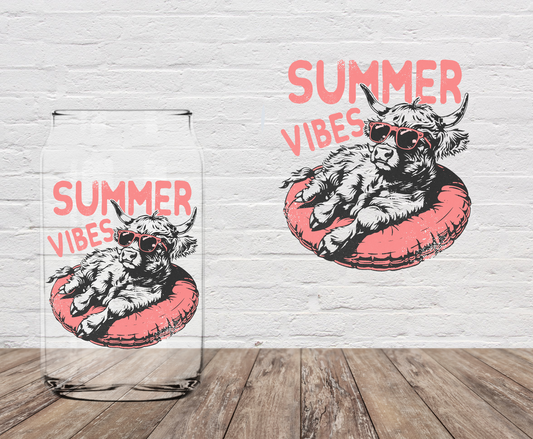 Summer Vibes Cow 4" UV DTF