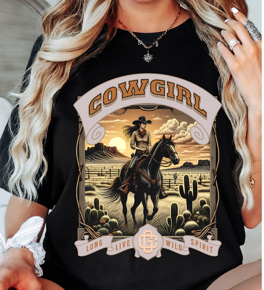 Cowgirl DTF TRANSFER Press on Black