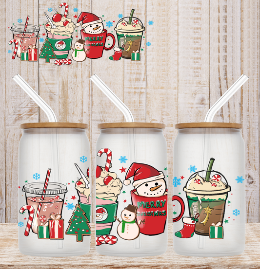 Christmas Drinks 16oz UV DTF