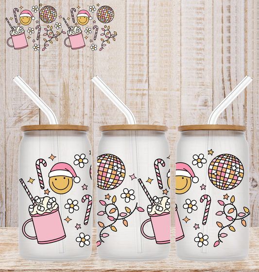 Disco Pink Christmas 16oz UV DTF