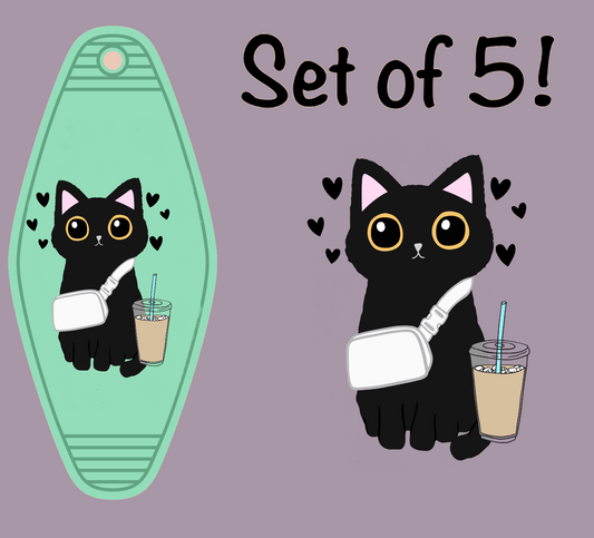 Black Cat In Style UV (MOTEL KEYCHAIN)