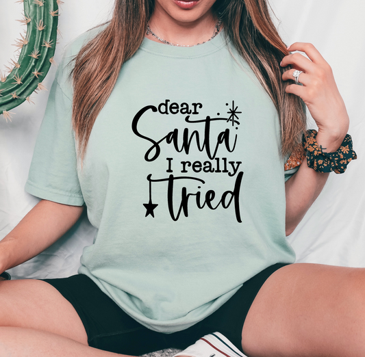GOOD Dear Santa I Really Tried Screen Print Transfer