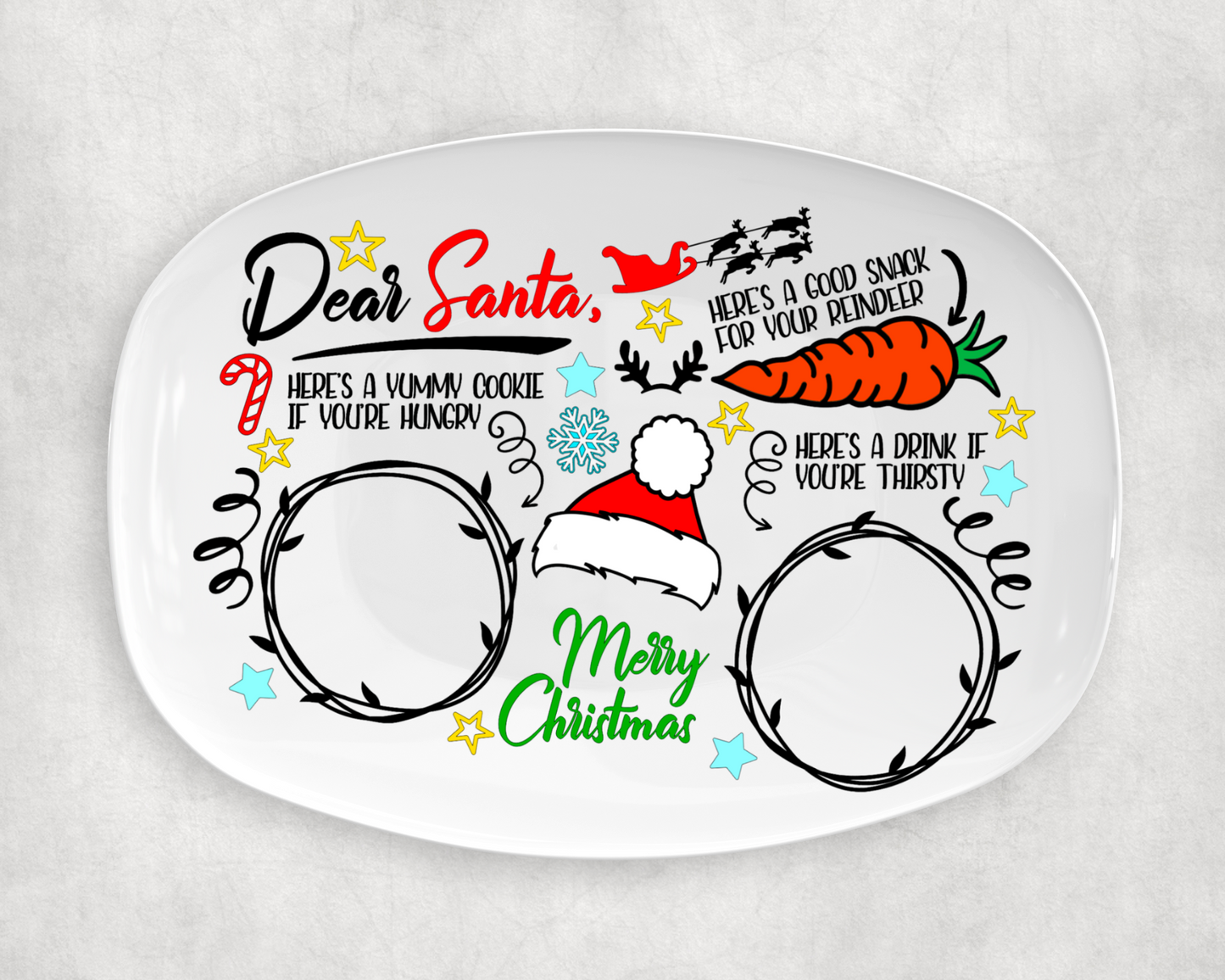 Santa Plate Black UV DTF.