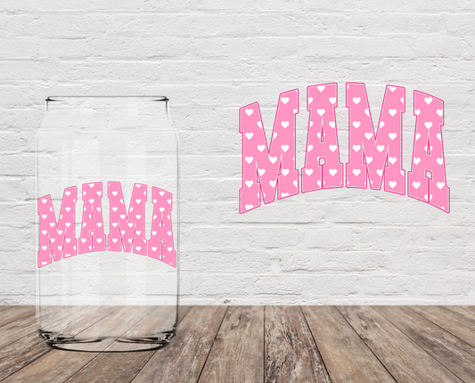 Mama Pink Hearts 4" UV DTF