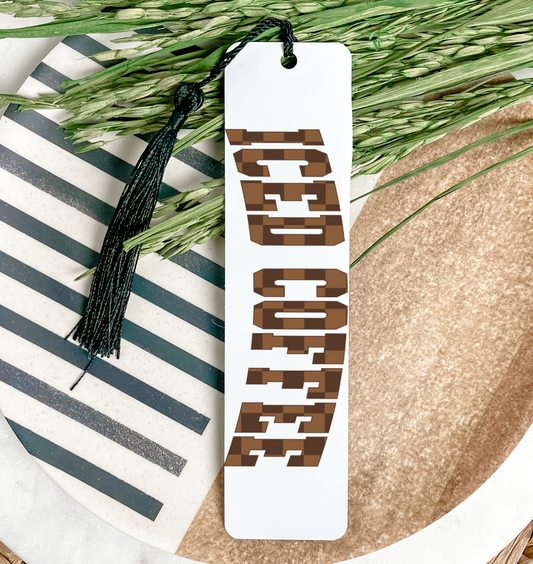 Iced Coffee Checkered UV DTF Bookmark