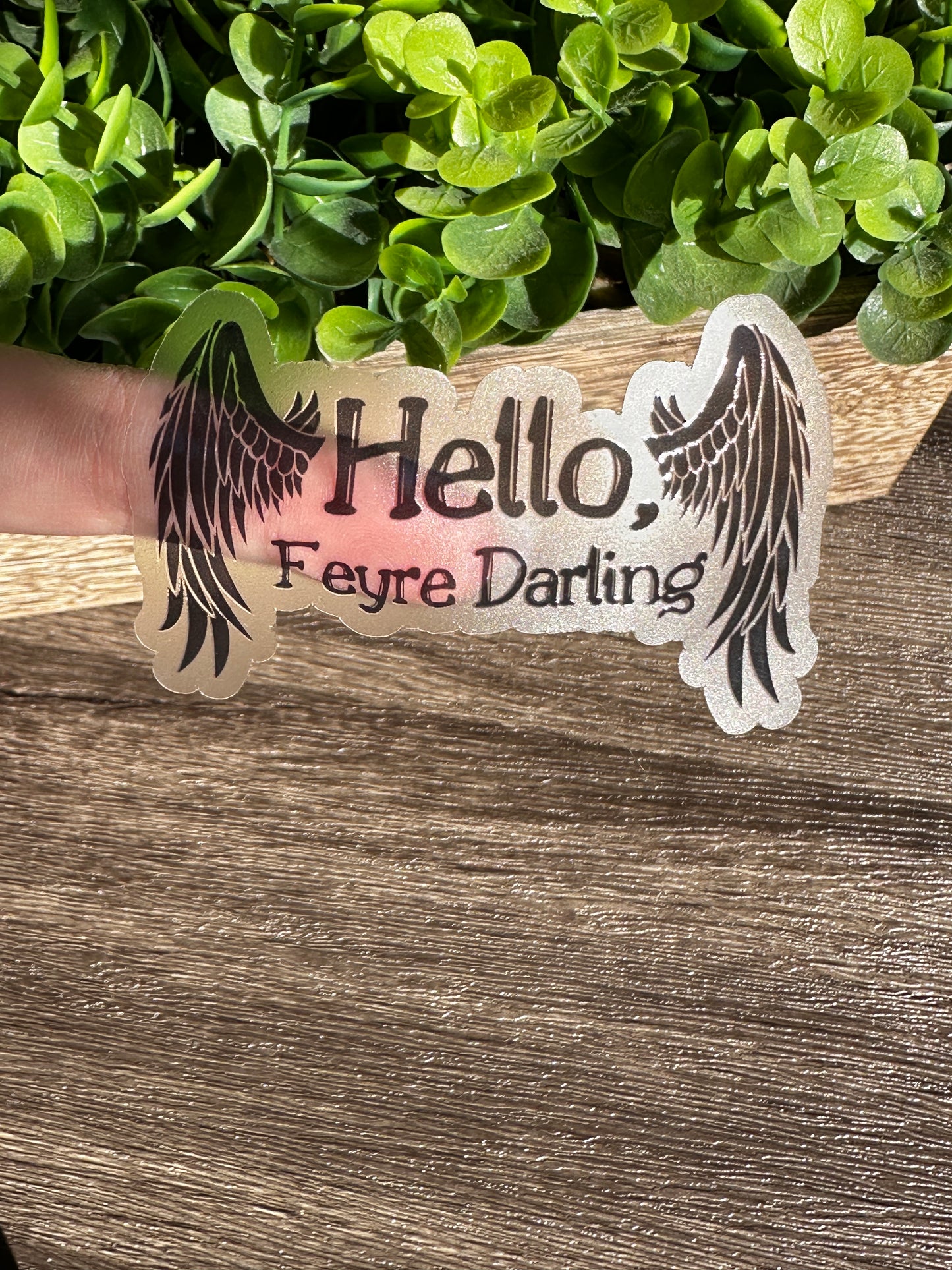 Hello Black Wings Clear Vinyl Sticker