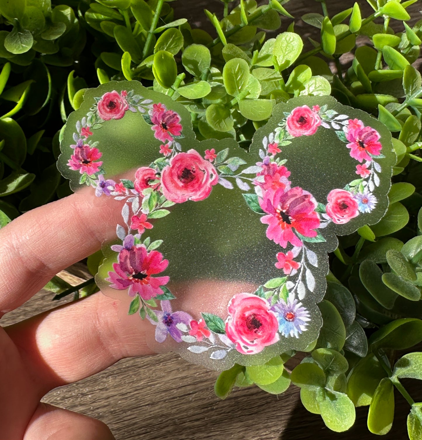 Floral Mouse Head Clear Vinyl Sticker