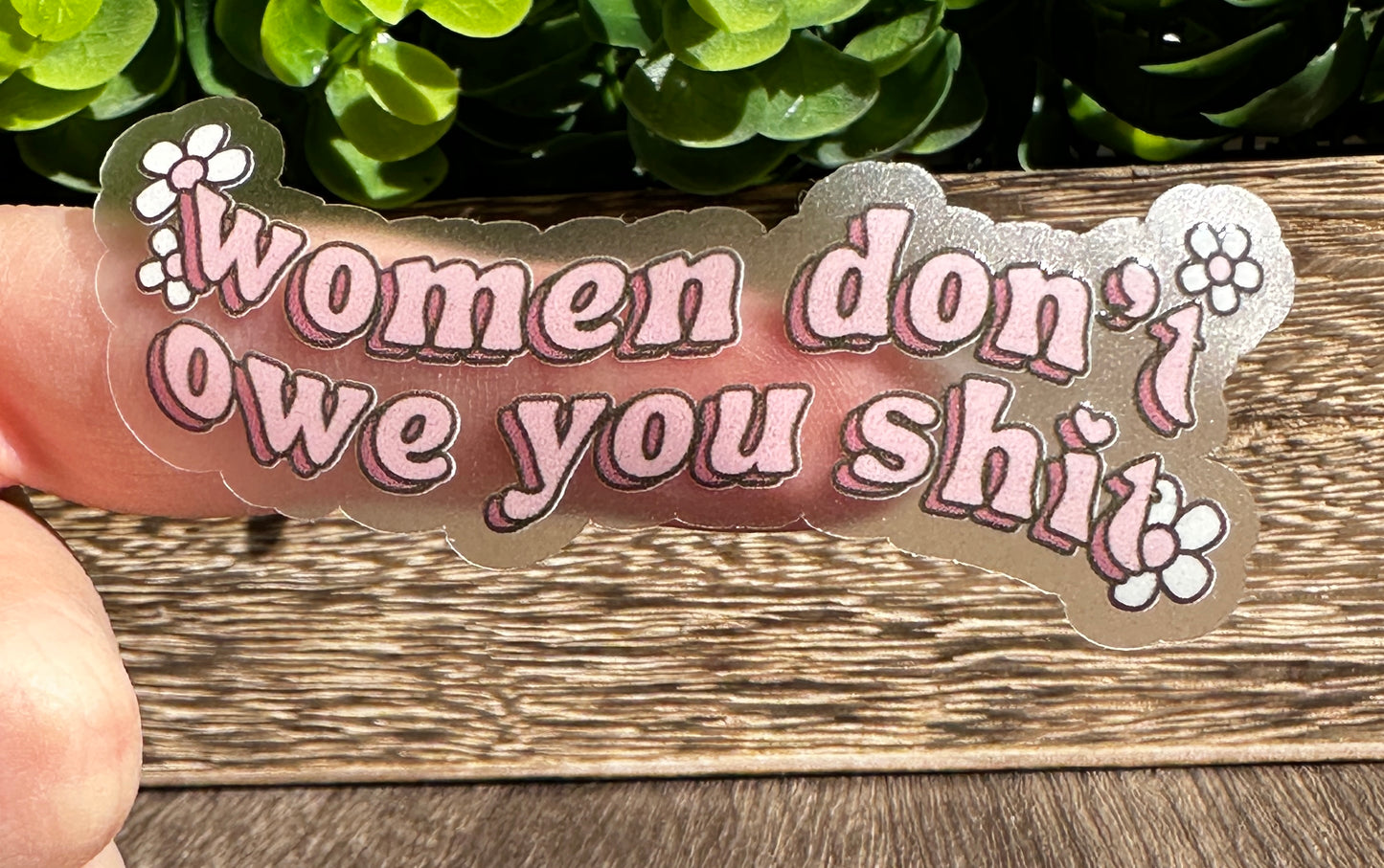 Women Don’t Owe You Clear Vinyl Sticker