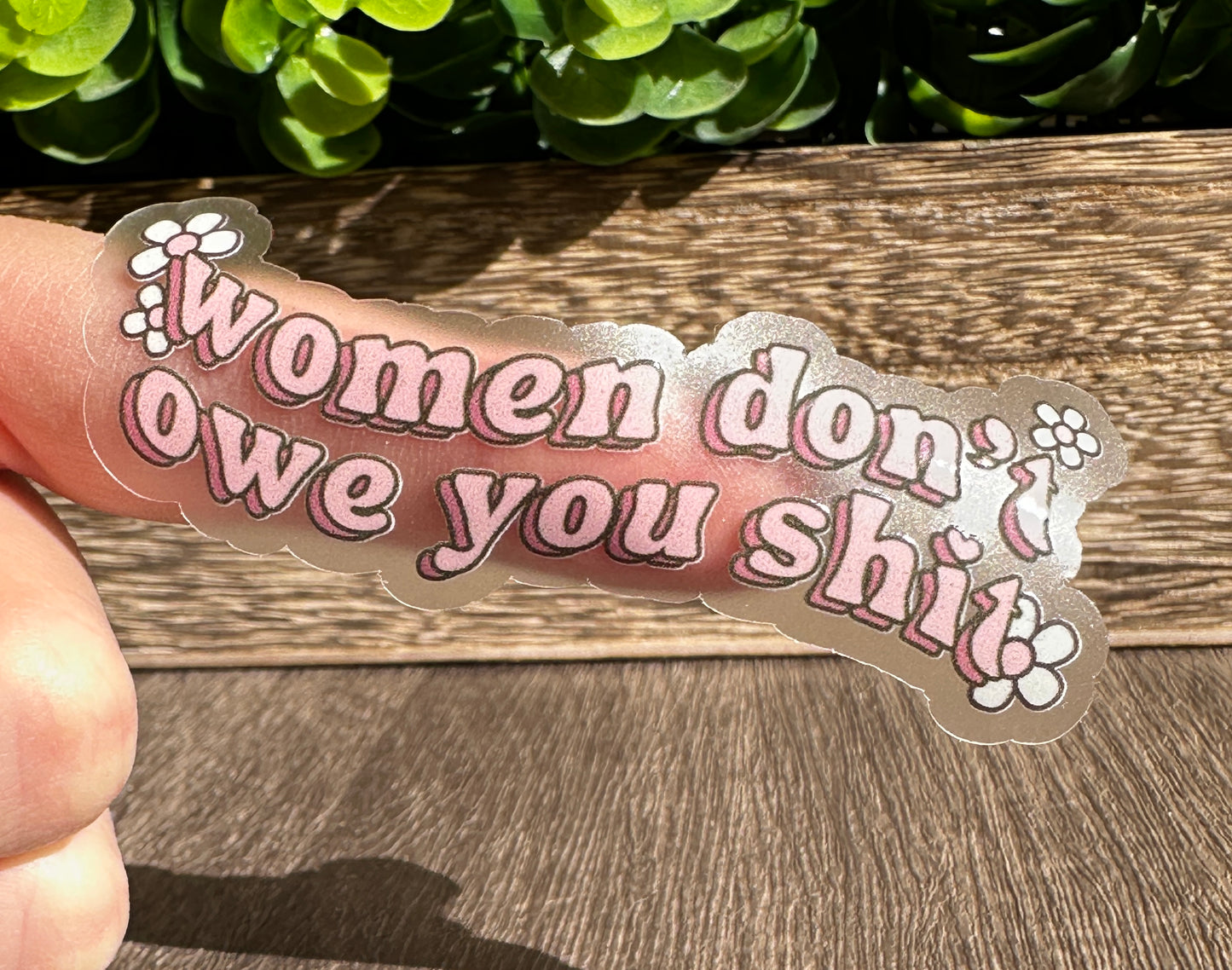 Women Don’t Owe You Clear Vinyl Sticker