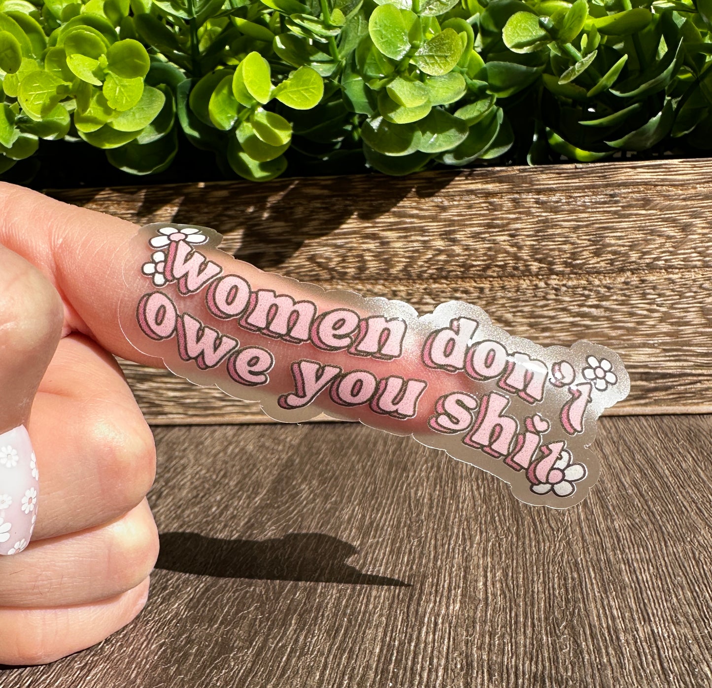 Women Don’t Owe You Clear Vinyl Sticker