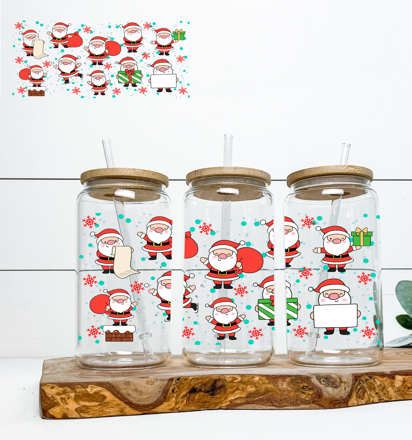 Santa & Gifts 16oz UV DTF