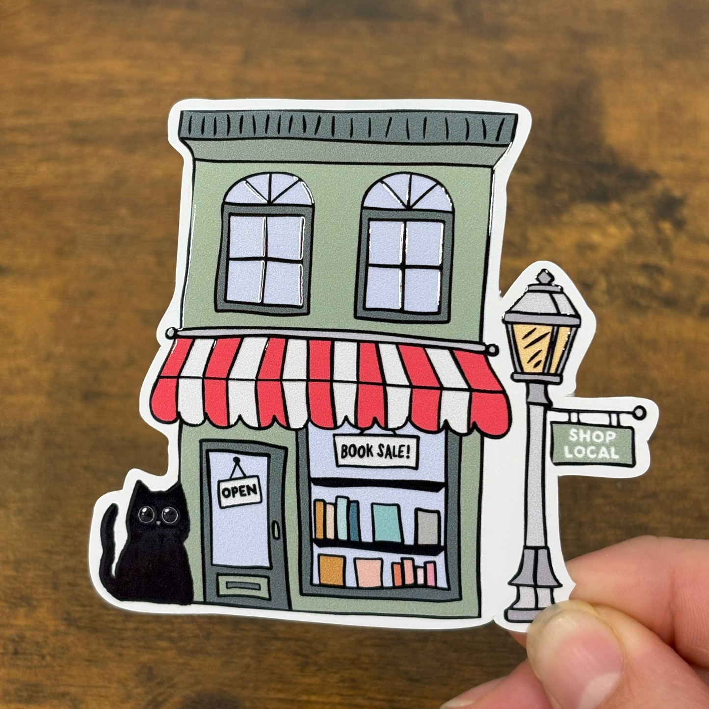 Cat Bookstore White Vinyl Stickers