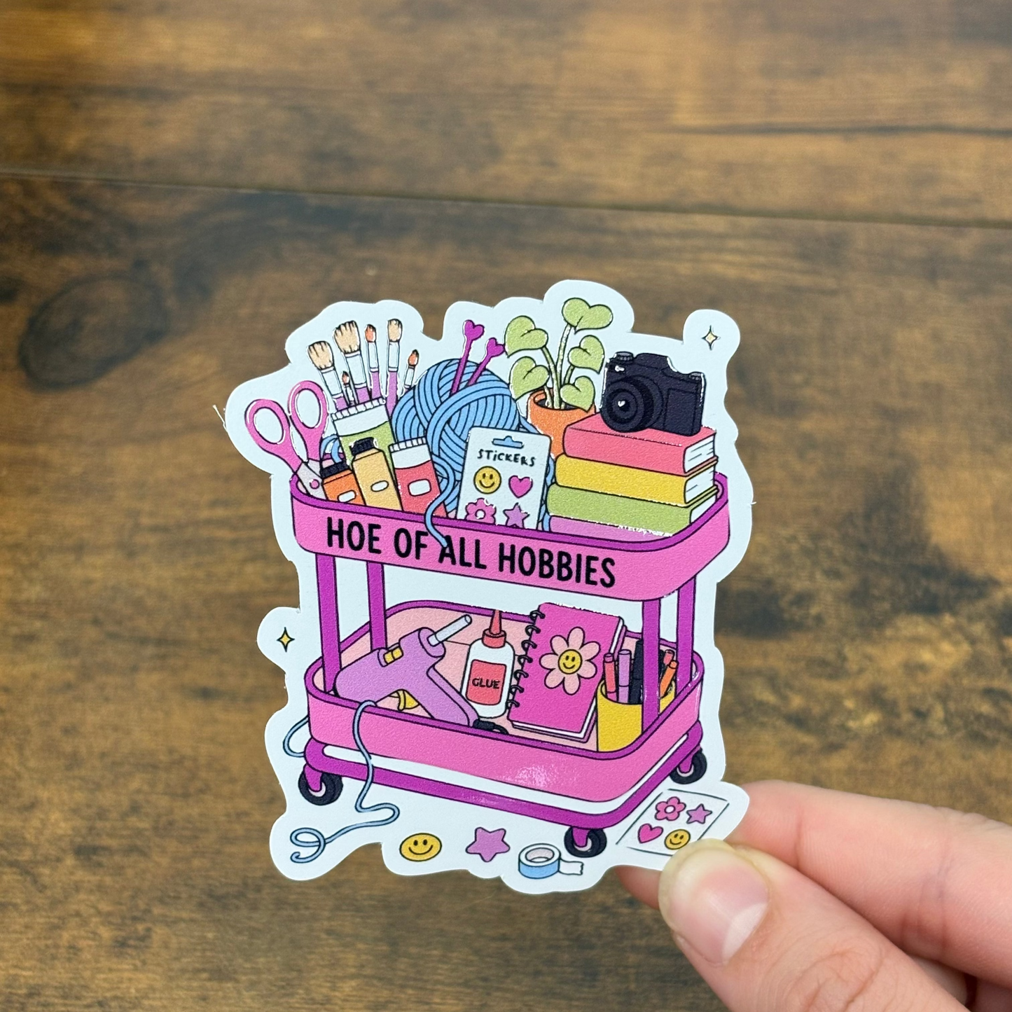 Hoe of All Hobbies White Vinyl Stickers