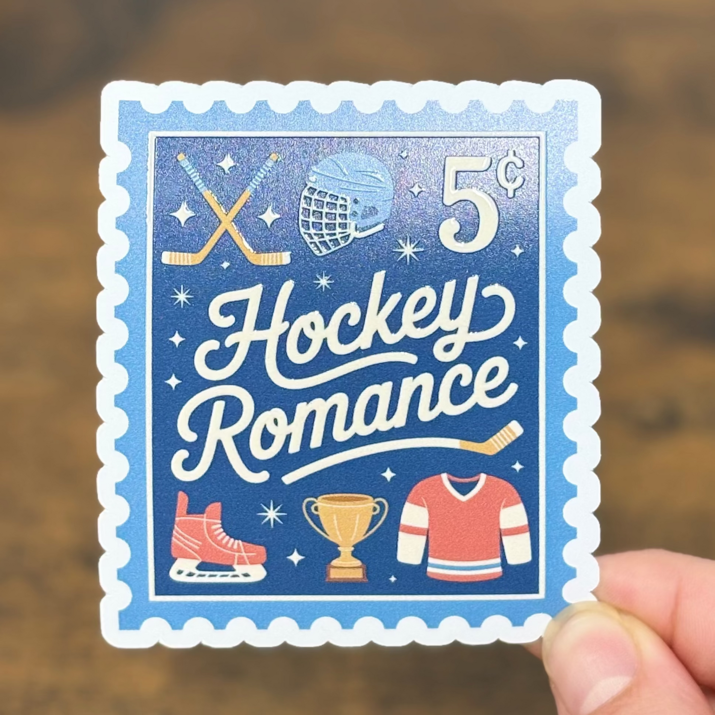 Hockey Romance Stamps White Vinyl Stickers