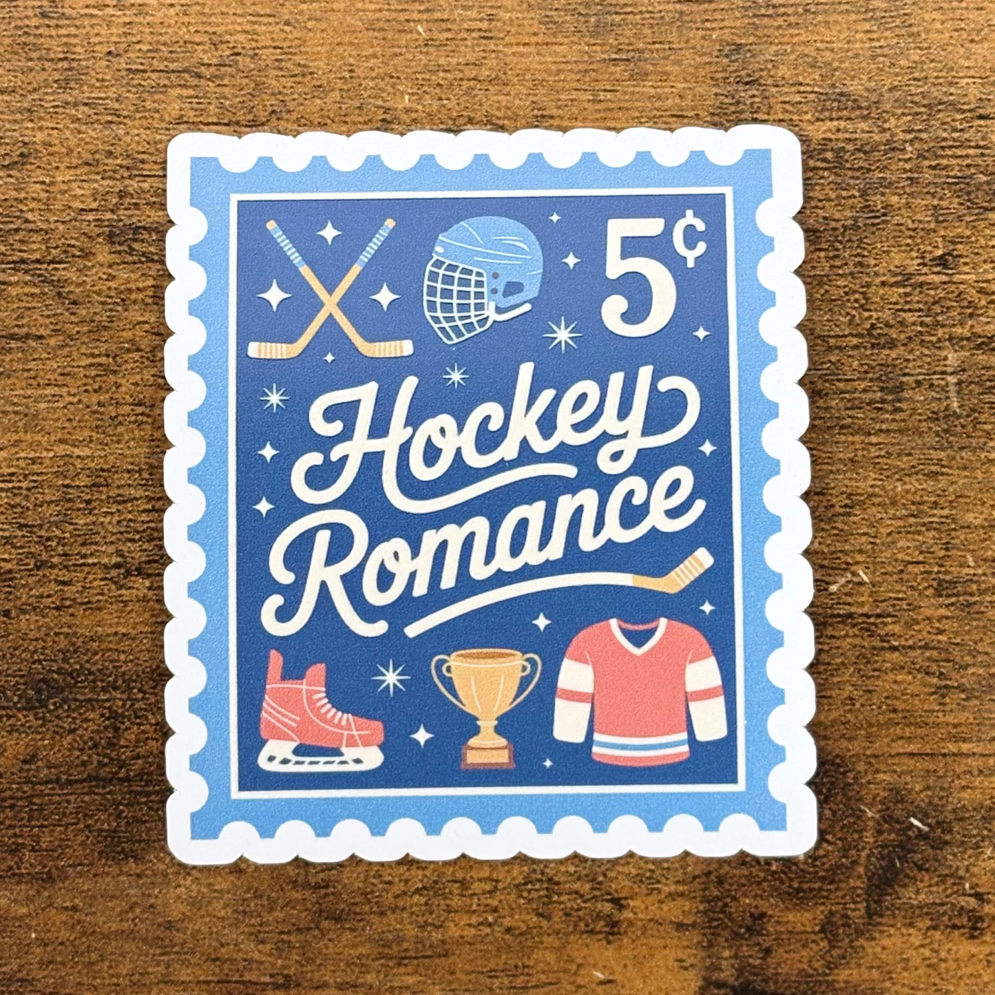 Hockey Romance Stamps White Vinyl Stickers