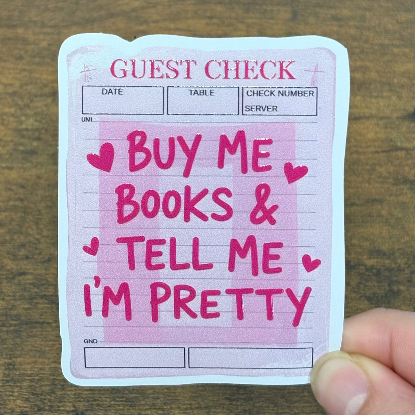 Buy Me Books and Tell Me Im Pretty Stamps White Vinyl Stickers