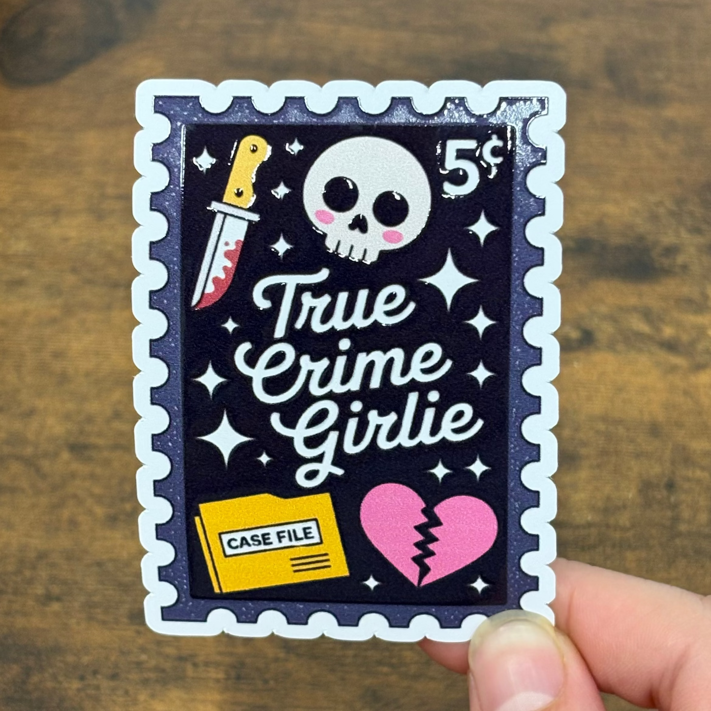 True Crime Girlie Stamps White Vinyl Stickers