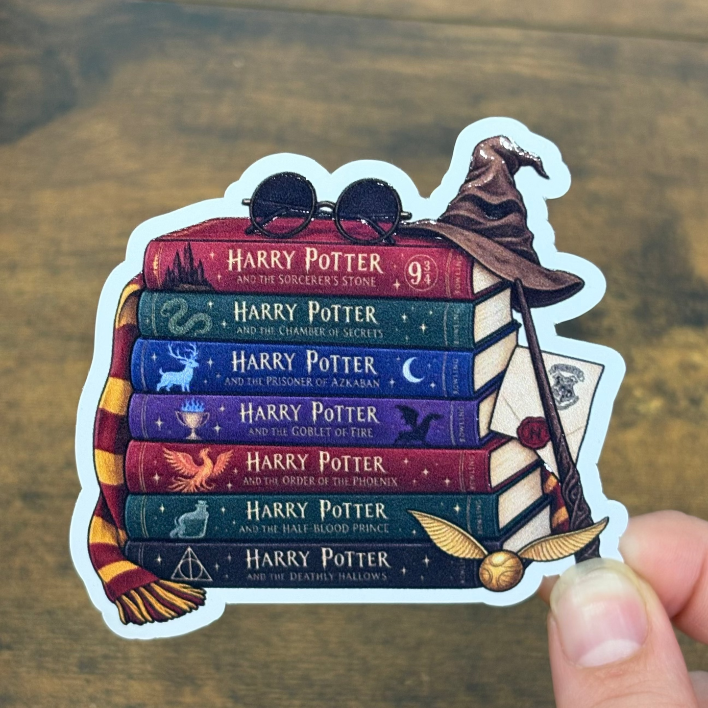 Wizard Book Stack White Vinyl Stickers