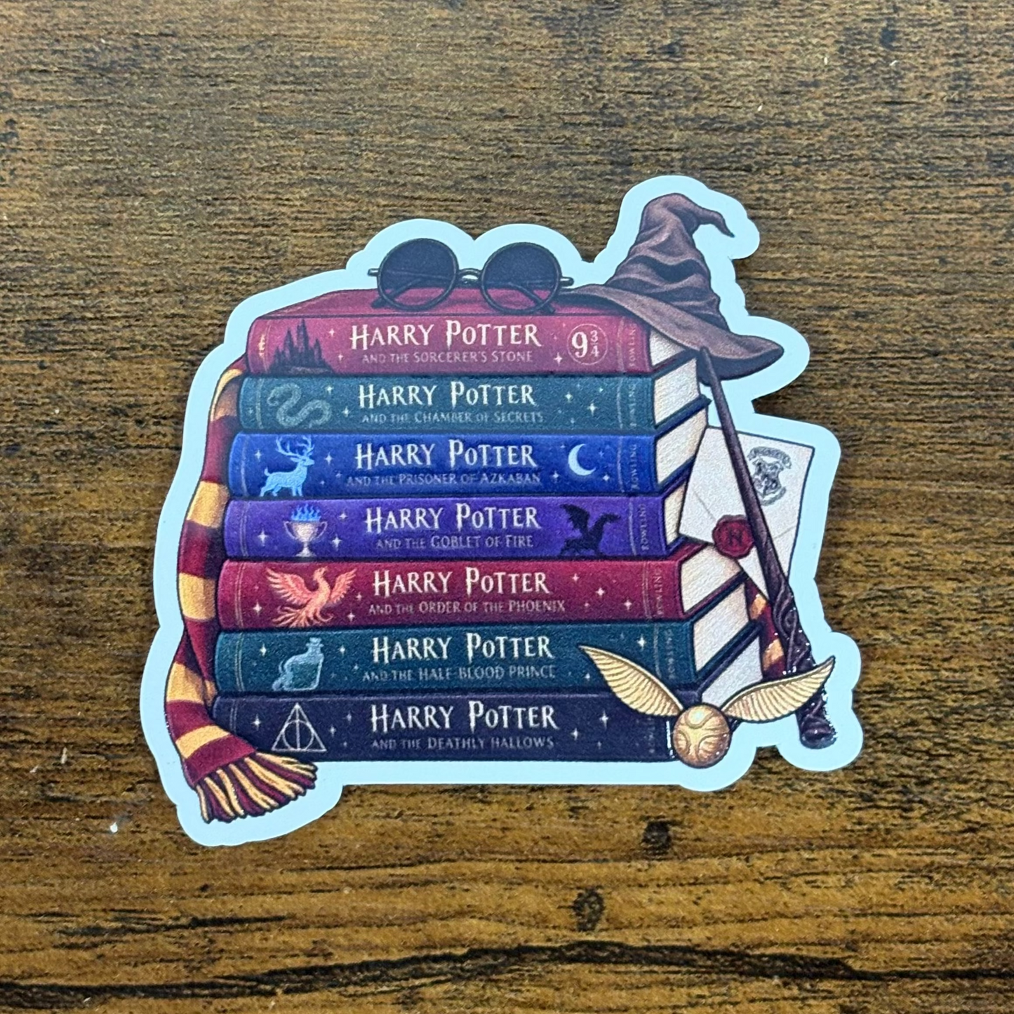 Wizard Book Stack White Vinyl Stickers