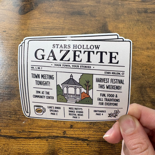 SH Gazette White Vinyl Sticker 4"