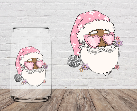Santa In A Pink Hat 4" UV DTF