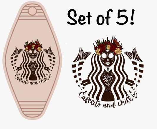Cafecito & Chill Con La Sirenita UV (MOTEL KEYCHAIN)