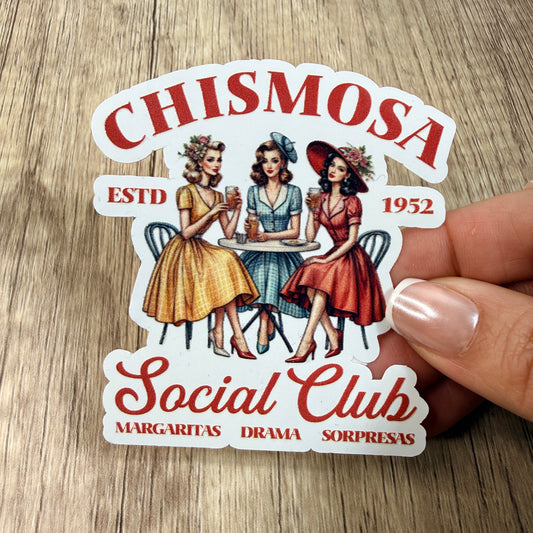 Chismosa Social Club White Vinyl Sticker 3"