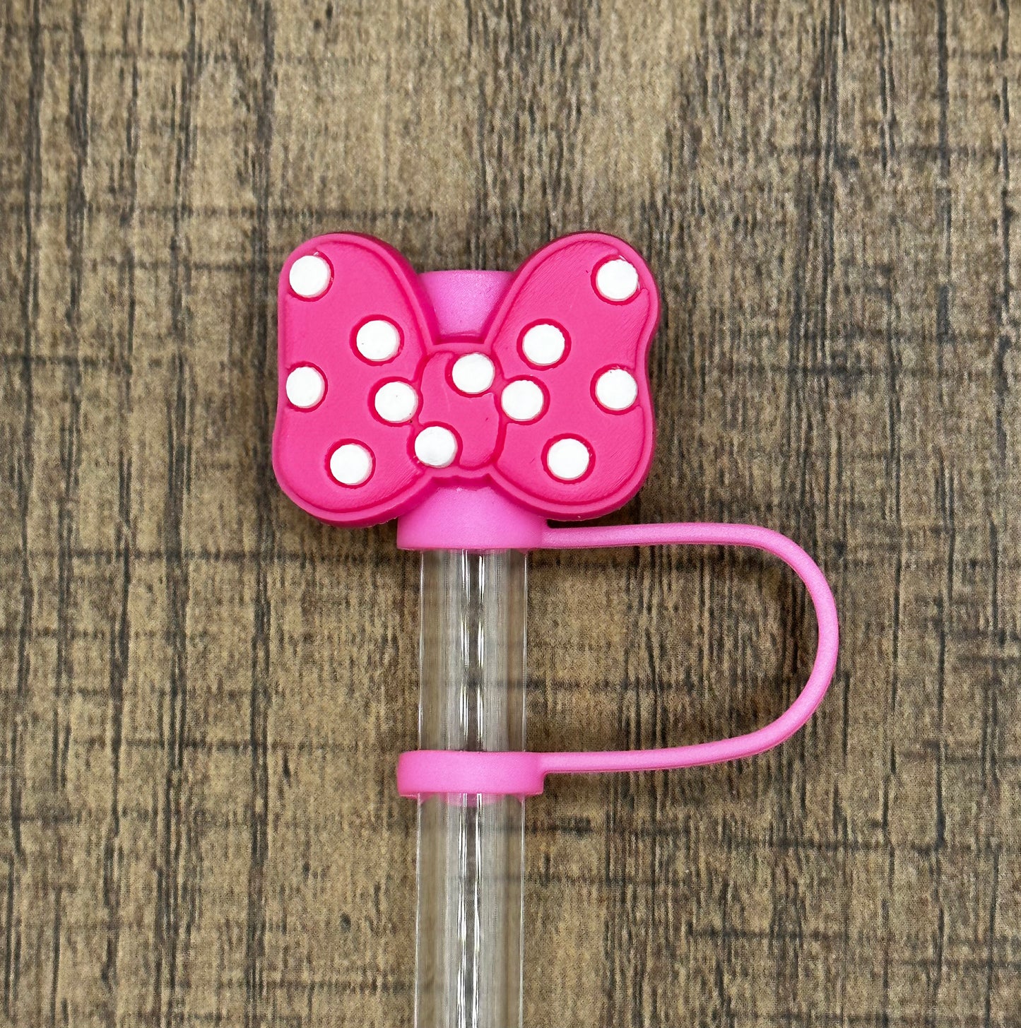 Pink Bow Silicone Straw Topper