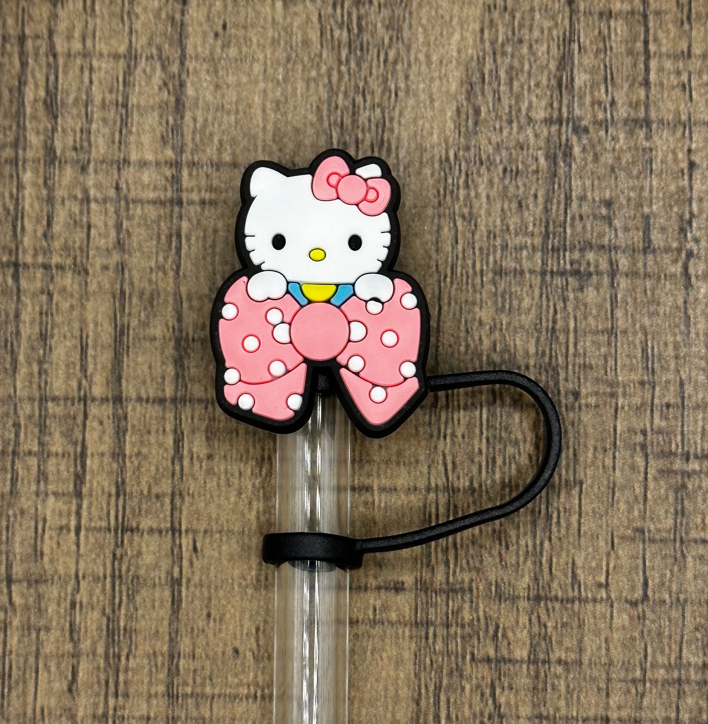 Kitty and Bow Silicone Straw Topper