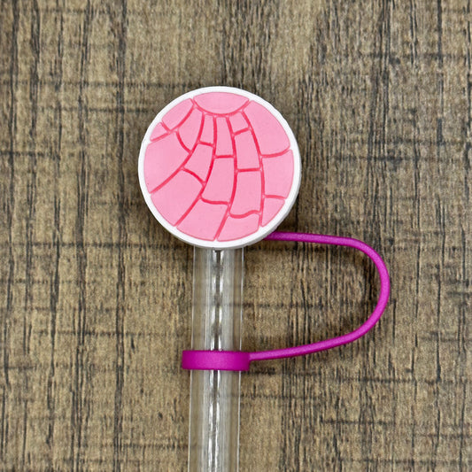 Pink Mexican Concha Silicone Straw Topper