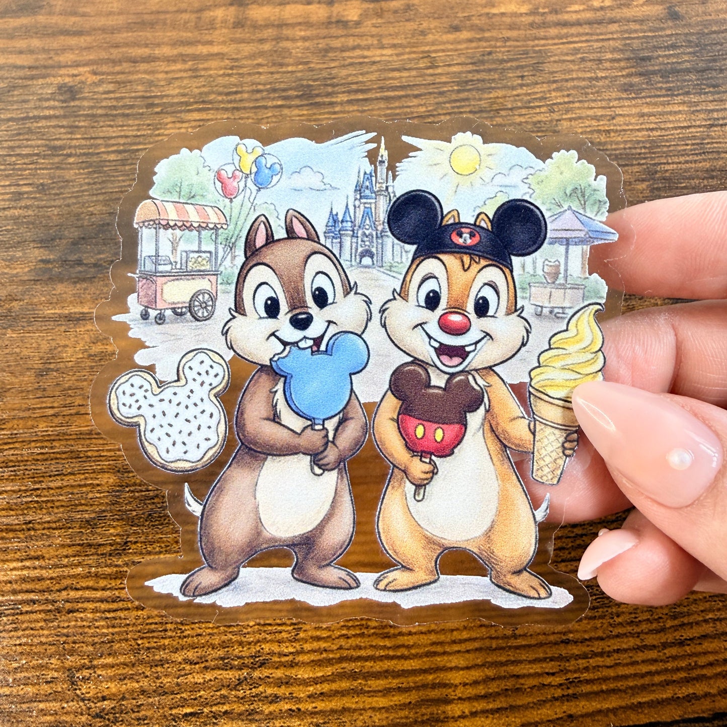 Chipmunks Clear Vinyl Sticker 3” Double Sided