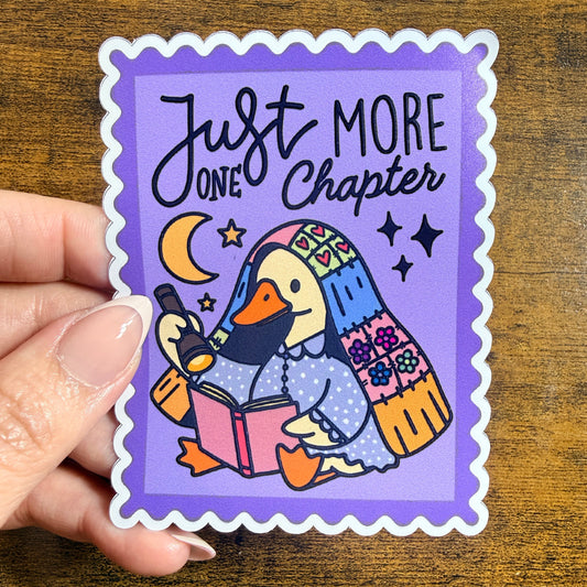 Just one More Chapter Duck White Vinyl Sticker 3.75"