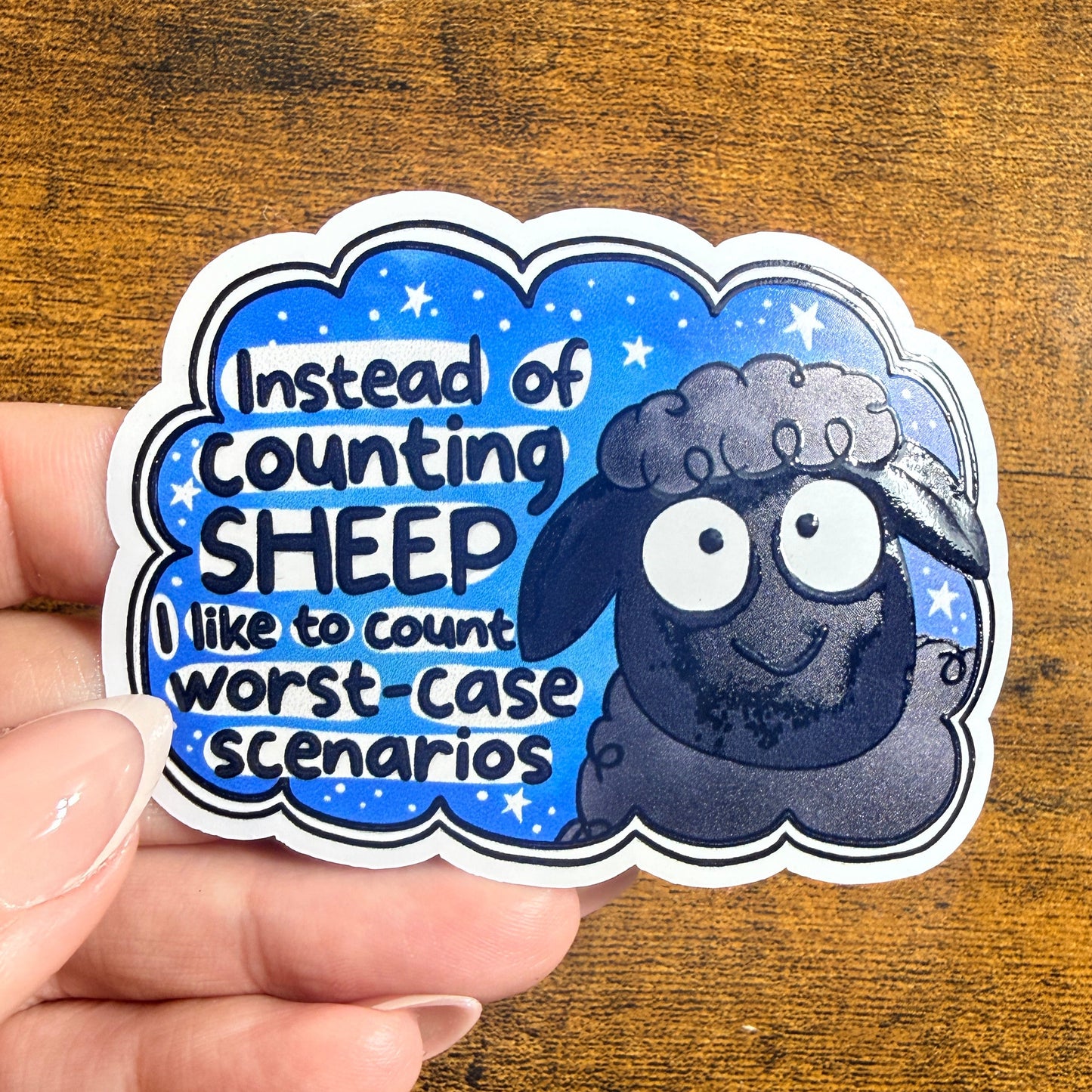 Instead of Counting Sheep I Like to Count White Vinyl Sticker 3”