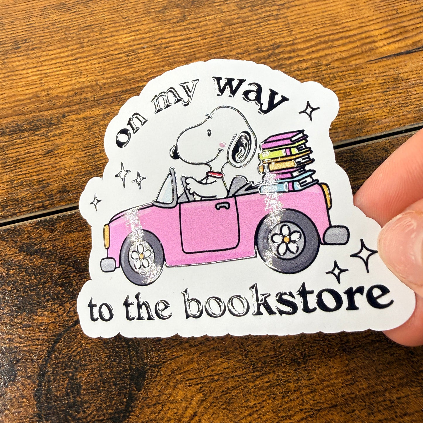 Snoop on my Way to the Bookstore White Vinyl Sticker