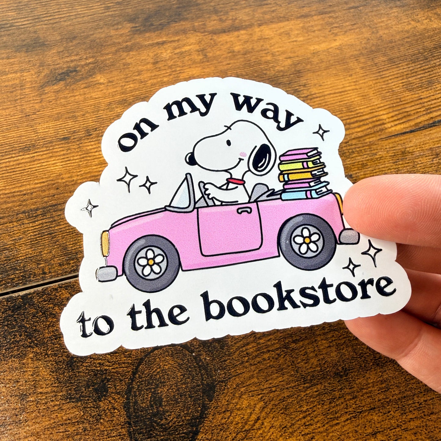 Snoop on my Way to the Bookstore White Vinyl Sticker