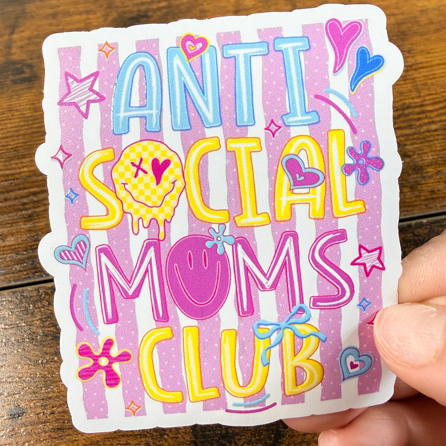 Anti Social Moms Club White Vinyl Sticker