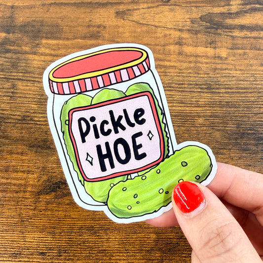 Pickle Hoe White Vinyl Sticker