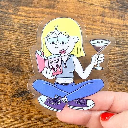 Liz Smut Martini Clear Vinyl Sticker 3”