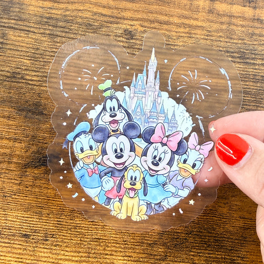 Mouse Friends Clear Vinyl Sticker 3”