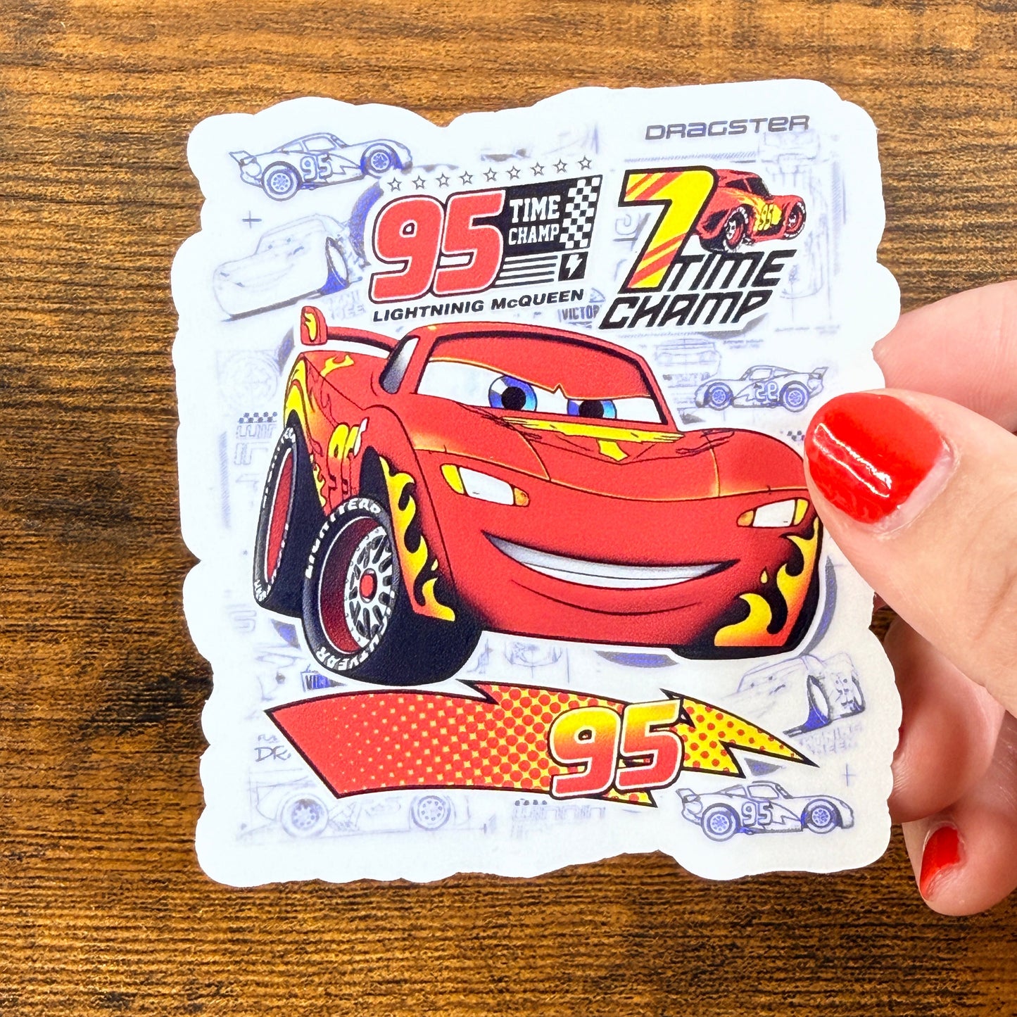 Car 7 Time Champ Clear Vinyl Sticker 3”