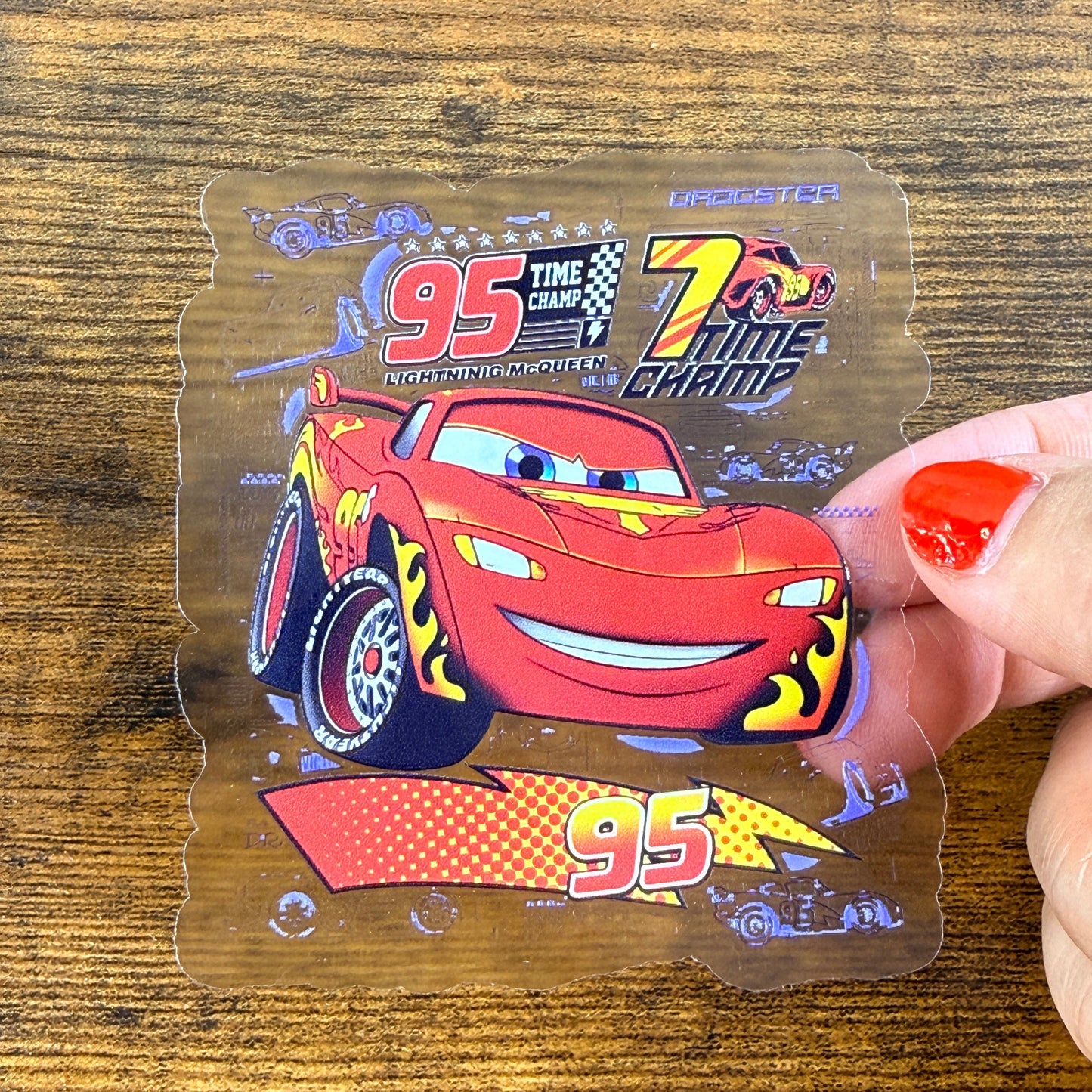 Car 7 Time Champ Clear Vinyl Sticker 3”