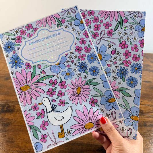 Floral Ducks Holographic Notebook Cover