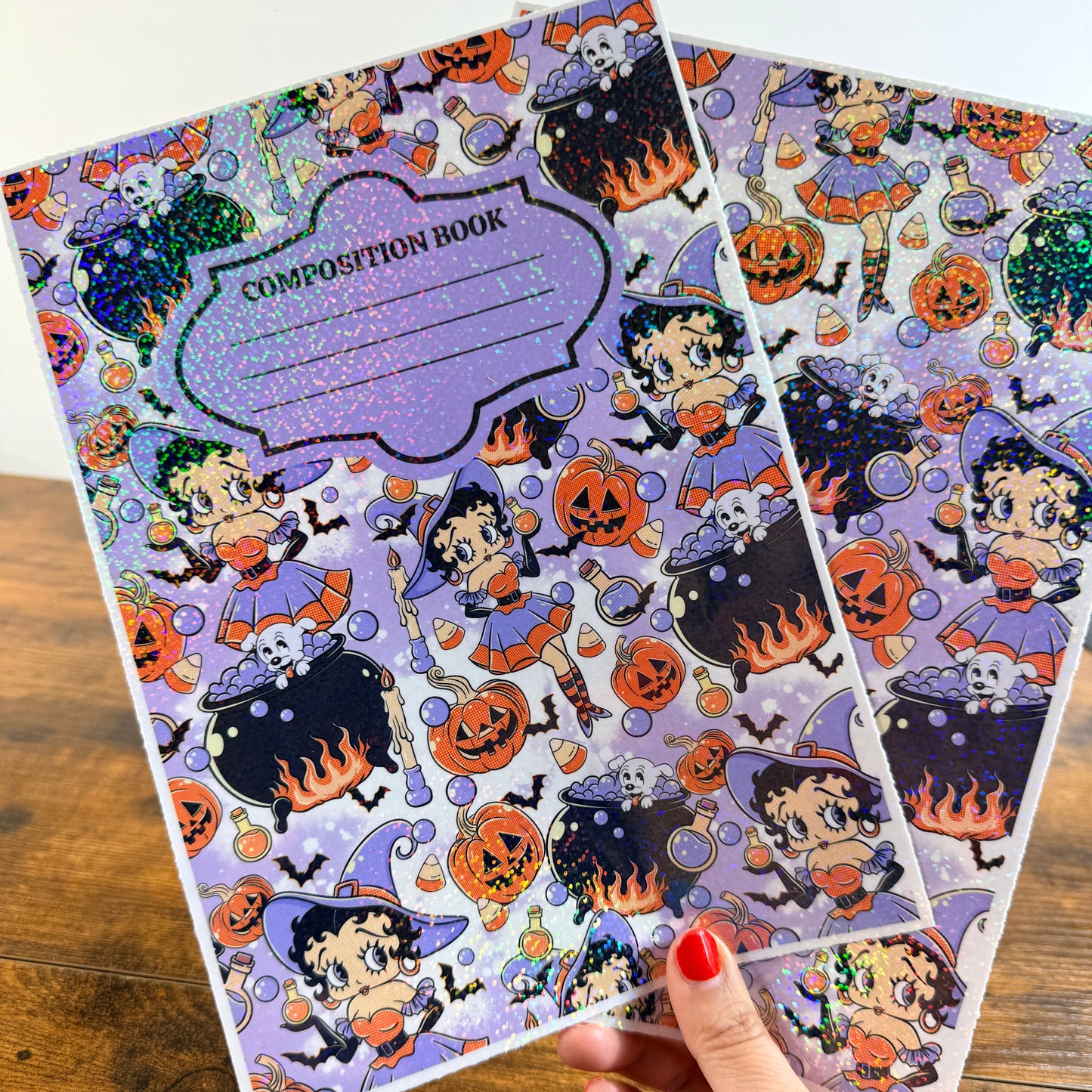 Betty Halloween Holographic Notebook Cover