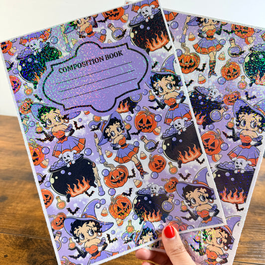 Betty Halloween Holographic Notebook Cover