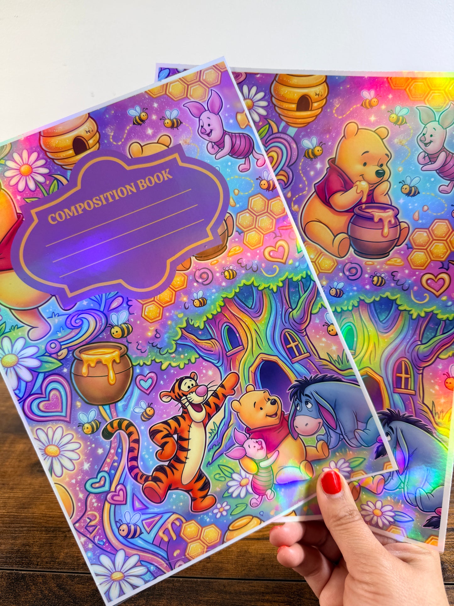 Bear Purple Holographic Notebook Cover