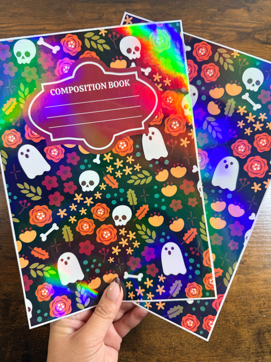 Ghosts Skulls Fall Holographic Notebook Cover