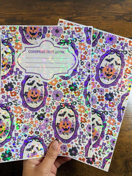 Pumpkin Purple Frame Holographic Notebook Cover