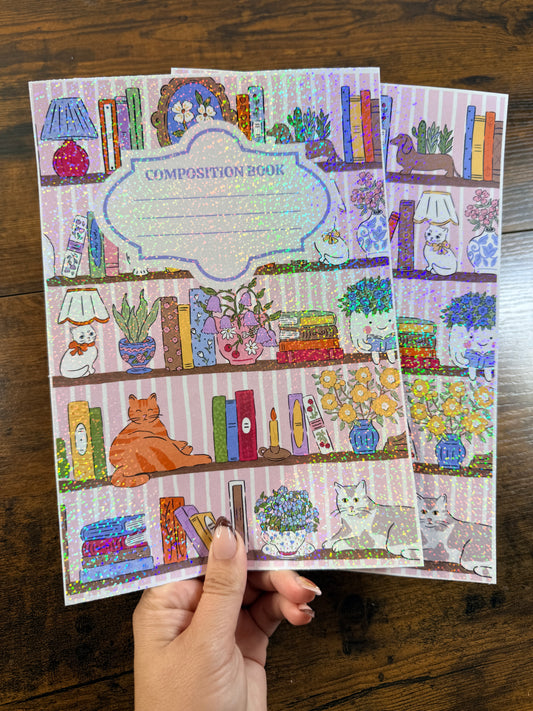 Book Shelf Holographic Notebook Cover