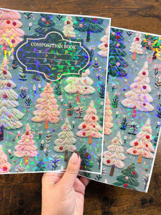 Christmas Trees Holographic Notebook Cover