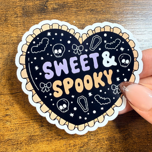 Sweet and Spooky Heart White Vinyl Sticker